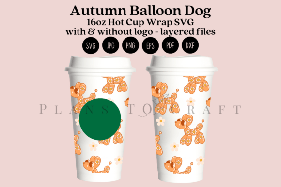 Autumn Balloon Dog 16oz Hot Cup Tumbler Graphics