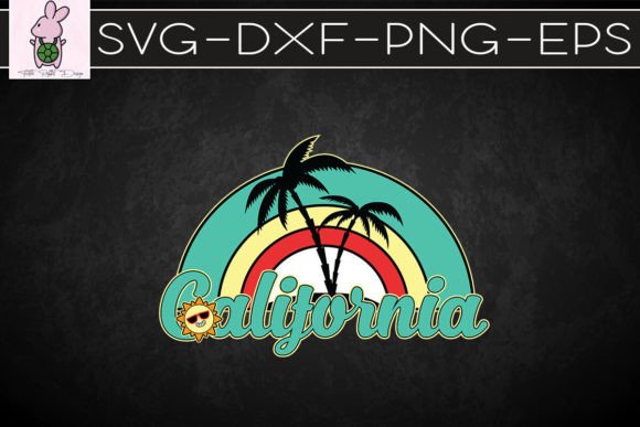 California Beach Retro Sunset SVG: Graphics for Crafts