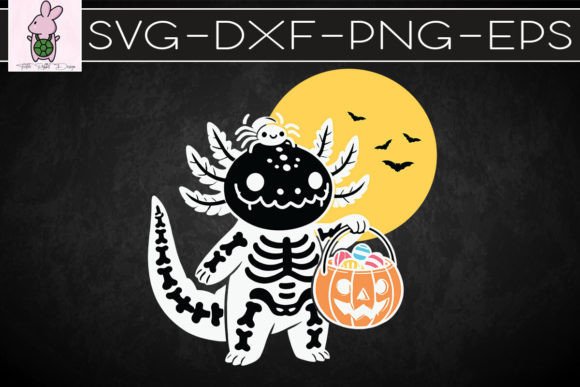 Cute Skeleton Halloween Axolotl SVG