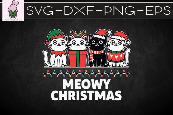 Meowy Christmas Happy Cat Year SVG: Graphics for Crafts