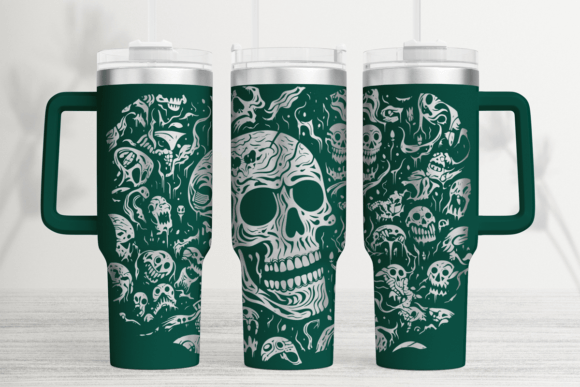 Nightmare Skull 40oz Laser Tumbler Wrap Graphics