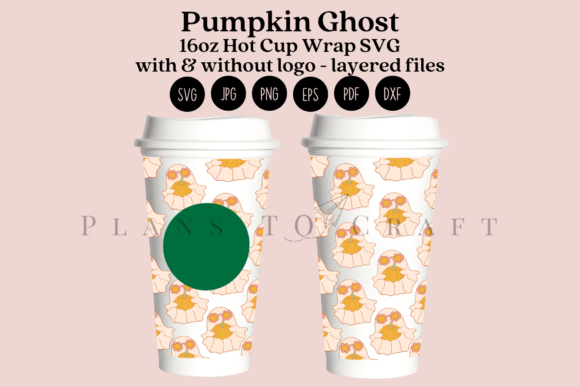 Pumpkin Ghost 16oz Hot Cup Tumbler Wrap: Graphics for Crafts