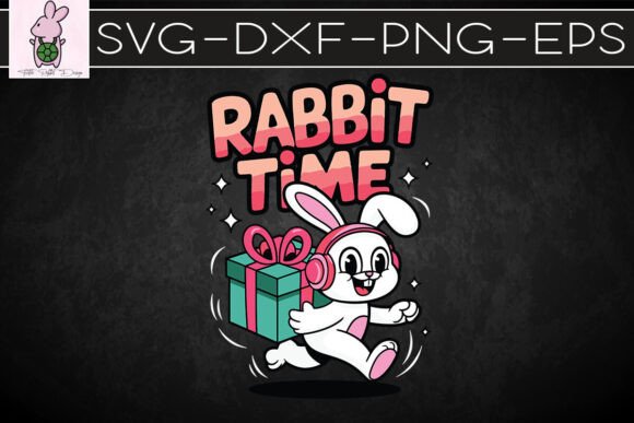 Rabbit Time Funny Rabbit SVG: Graphics for Crafts & Creative Brands