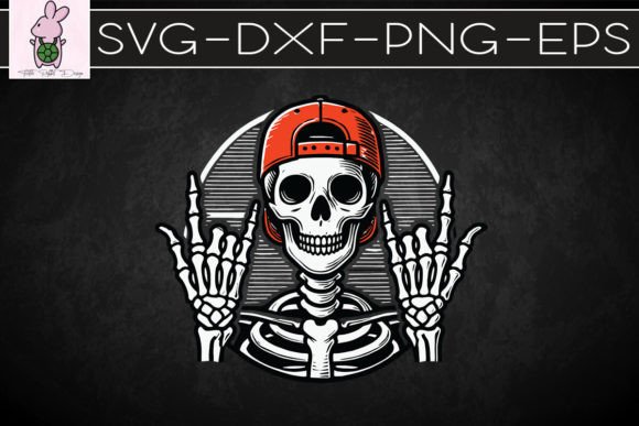 Rocker Skater Skeleton Halloween SVG Graphics & Crafts